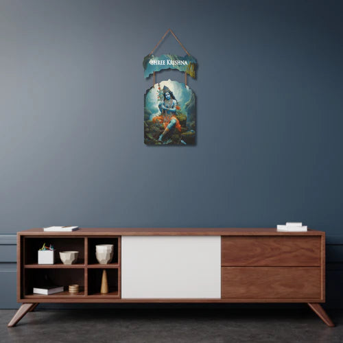 "Shree Krishna" Wooden Wall Hanging