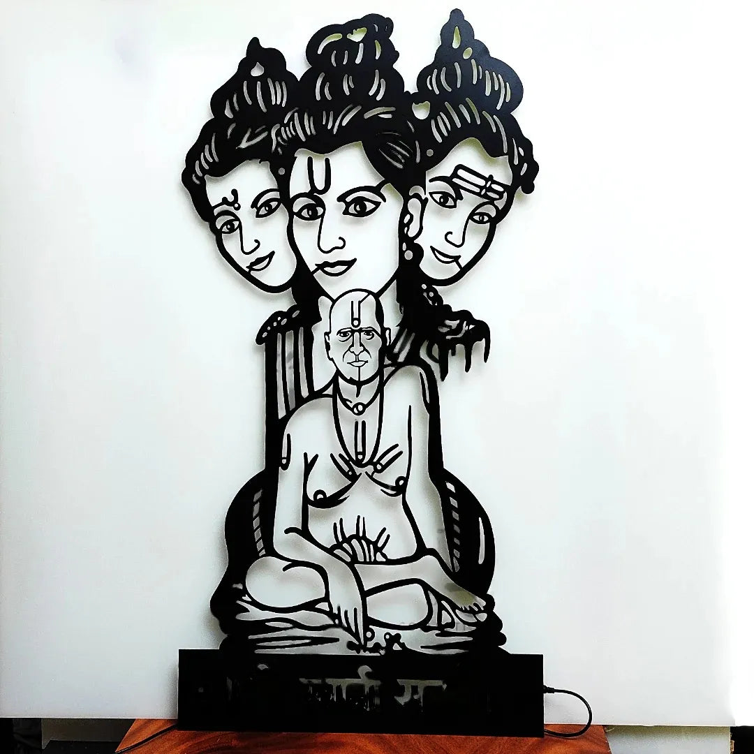 Swami Samartha Guru Dattatreya LED Metal Wall Decor