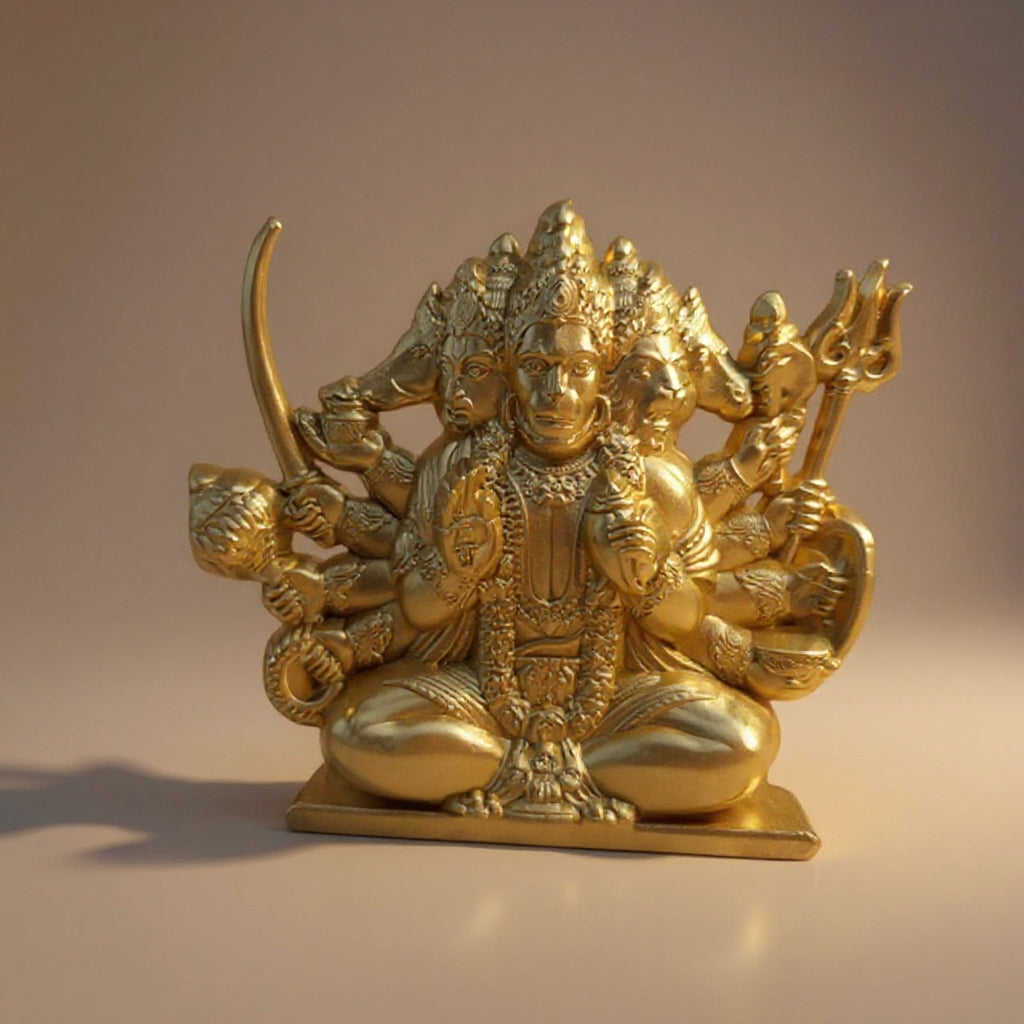 Gold-Plated Lord Hanuman Car Dashboard Idol