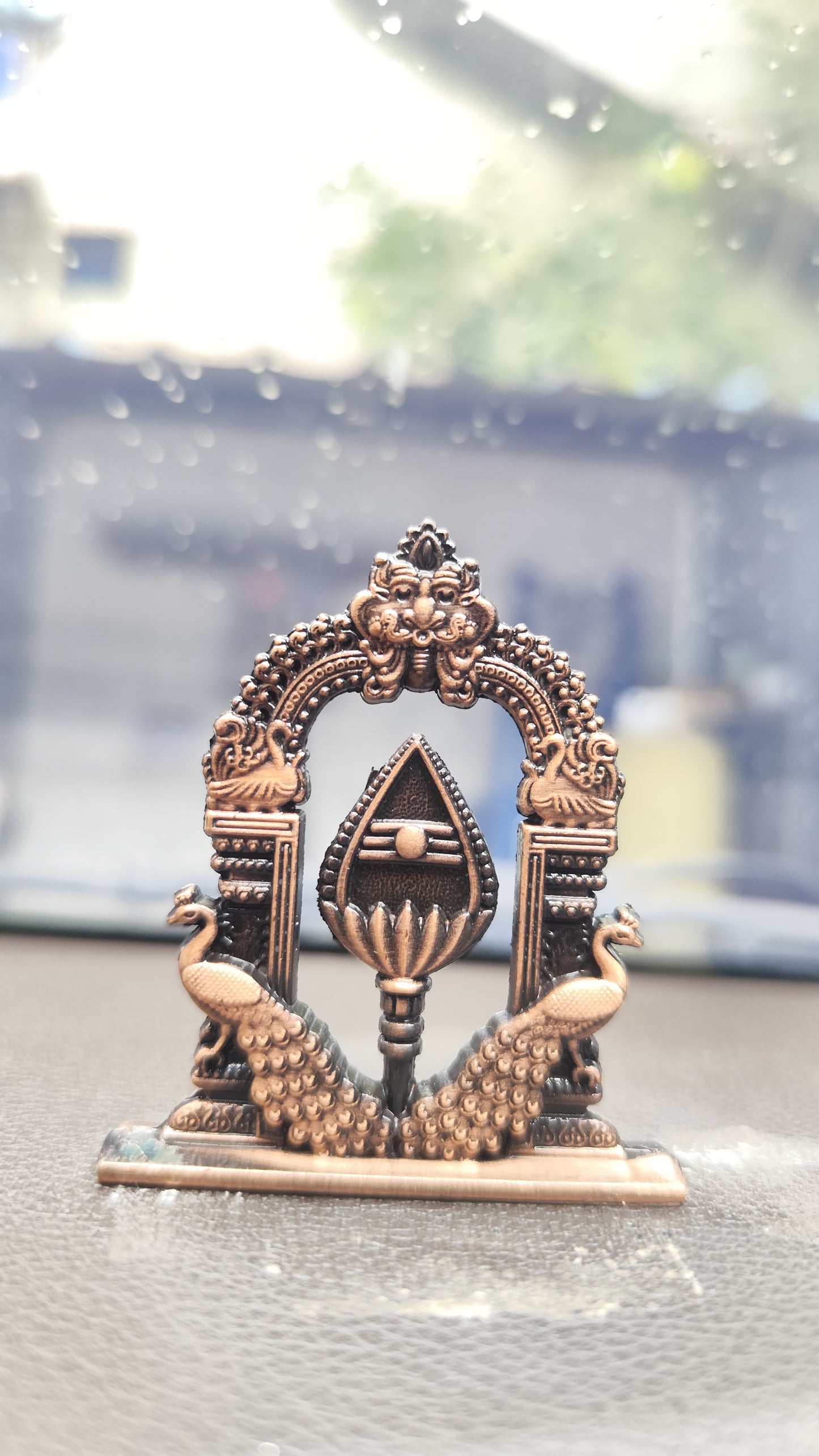 Lord Murugan Vel Idol with Arch and Peacocks