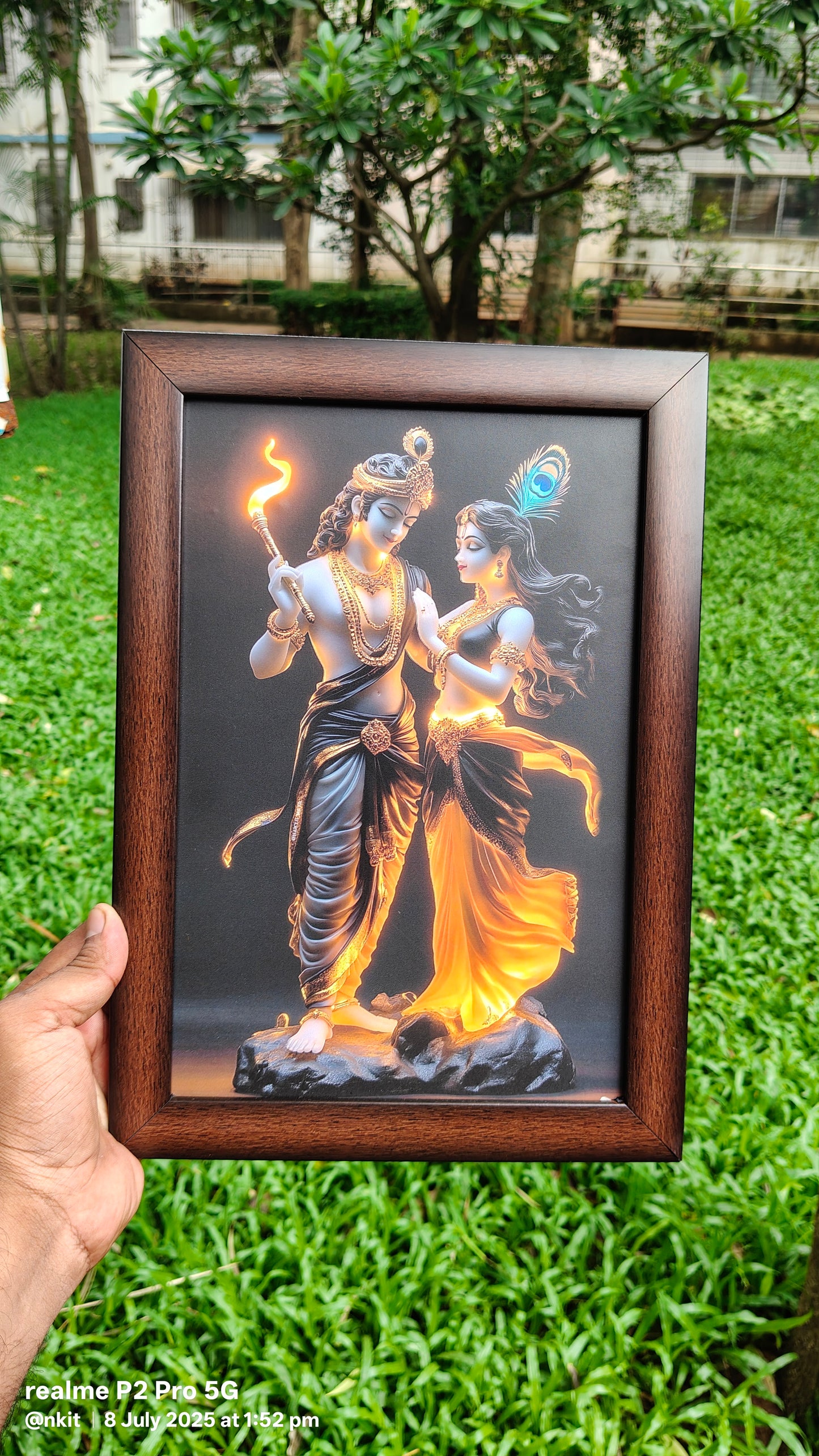 Divine Radha Krishna LED Wooden Frame