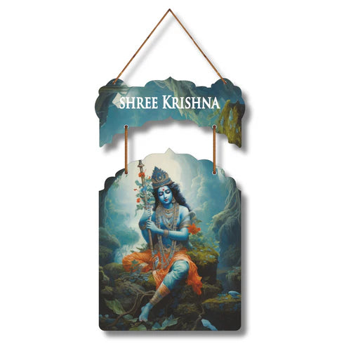 "Shree Krishna" Wooden Wall Hanging