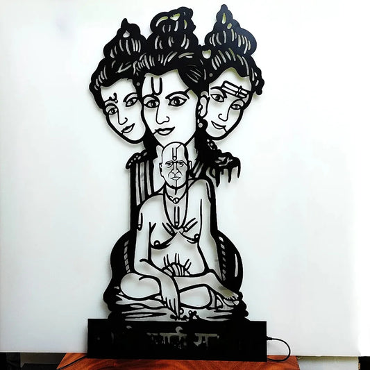 Swami Samartha Guru Dattatreya LED Metal Wall Decor