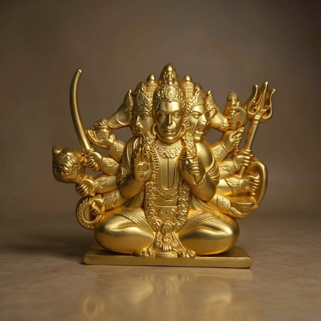 Gold-Plated Lord Hanuman Car Dashboard Idol