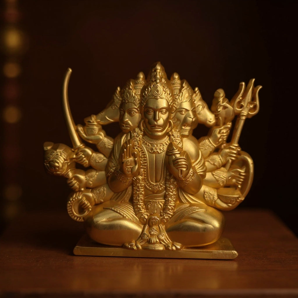 Gold-Plated Lord Hanuman Car Dashboard Idol