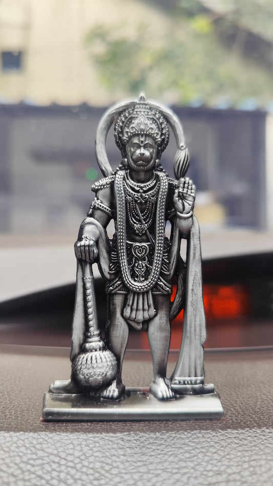 Lord Hanuman Idol – Black Metal Finish Car Dashboard