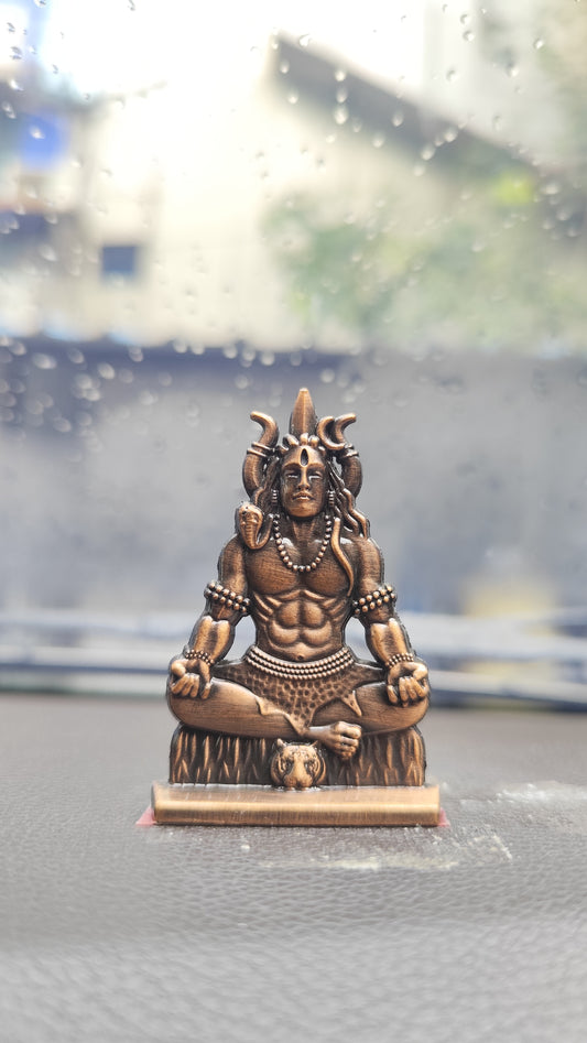 Lord Shiva in Deep Meditation – Antique Finish Idol for Car Dashboard & Home Temple