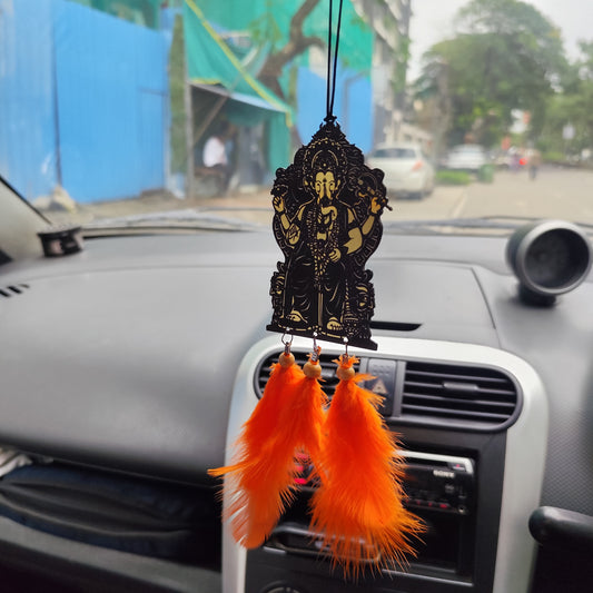 Shree Ganesha Golden Car Hanging 