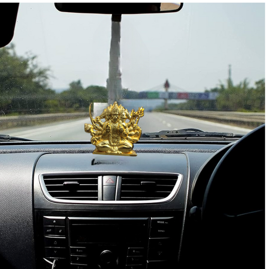 Gold-Plated Lord Hanuman Car Dashboard Idol