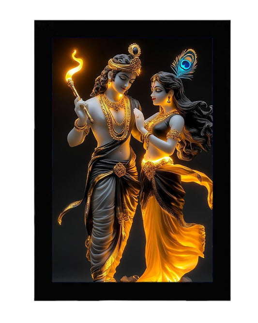 Divine Radha Krishna LED Wooden Frame